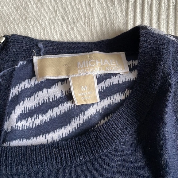 Michael Michael Kors Zebra Print Mixed Media Top Size Medium - Picture 3 of 6